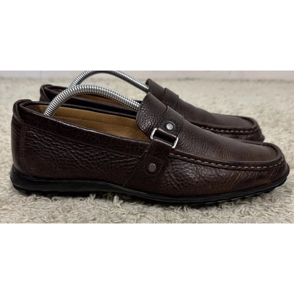 Johnston & Murphy Cort Bit Brown leather Slip On Driving Loafer Moccasin Sz 9.5M